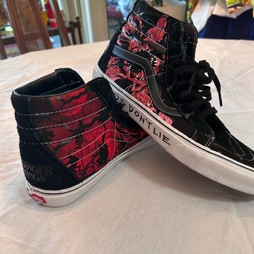 Stranger Things Black and Red High-Top Sneakers
